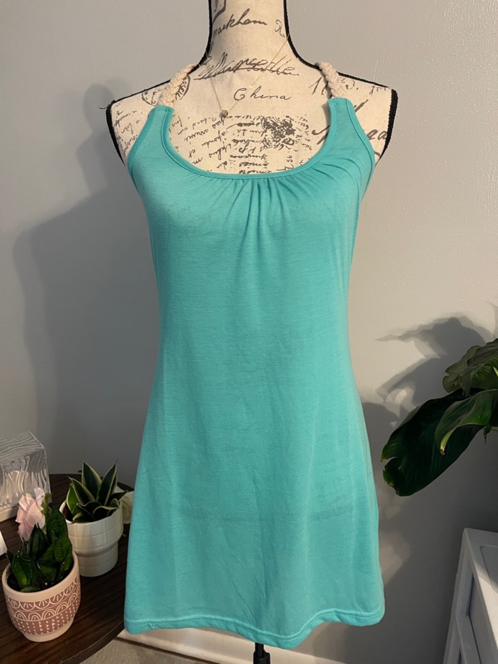 Lagaci Aqua Braided Strap Tank Top Size Small Boho Beach Summer